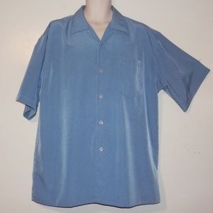 ODO XL Mens Blue Button Camp Shirt E482 Vintage